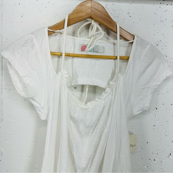 Free People Beach Size Small White Mini Dress Beach Cover Up NEW - Picture 4 of 13
